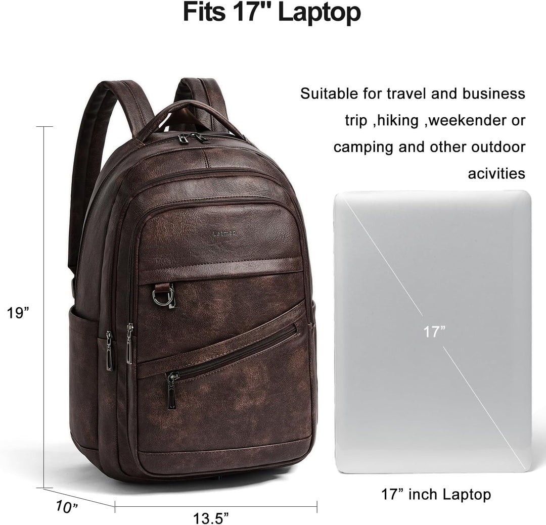 LATMAP Mochila de 43L para mujer: mochila de cuero vegano que cabe...