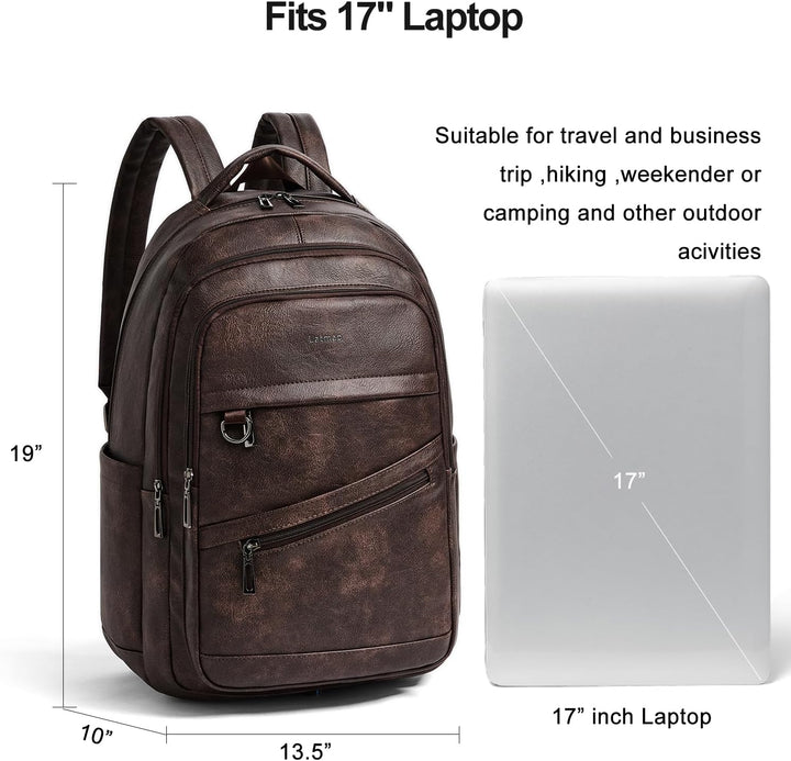 LATMAP Mochila de 43L para mujer: mochila de cuero vegano que cabe...