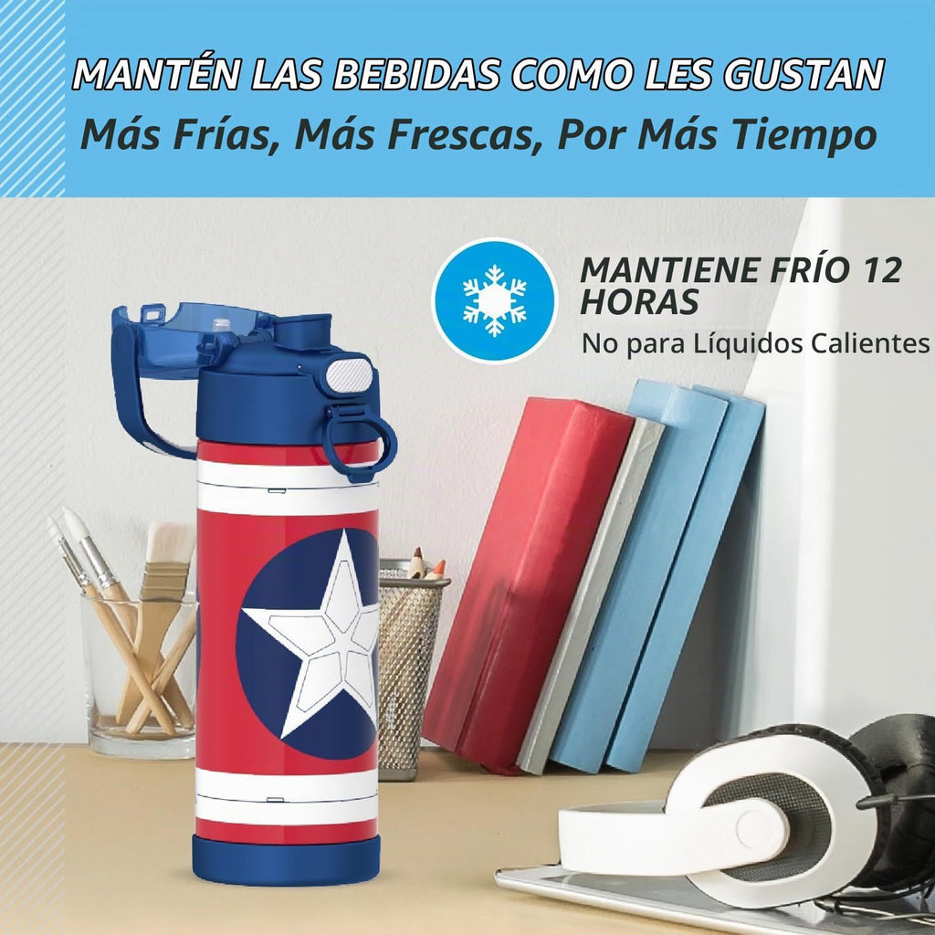 THERMOS FUNTAINER - Botella de agua con boquilla, 16 onzas, Capitán América