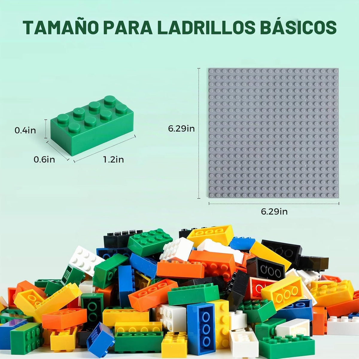 HUIZDQ 500 ladrillos de construcción clásicos y 1 placa base gris, 7