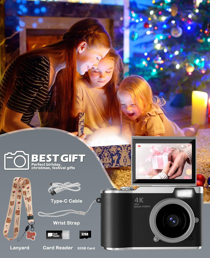 HEYMAO Cámara para niños, cámara digital 4K para fotografía, cámara...