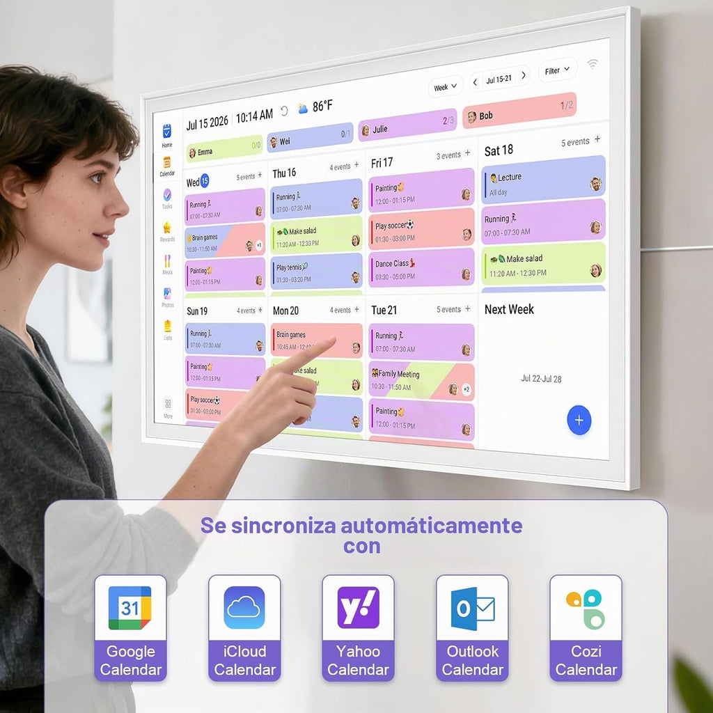 Calendario digital inteligente de 27 pulgadas, gráfico de tareas familiares