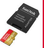 SANDISK Tarjeta microSD extrema de 128 GB + adaptador, velocidades de