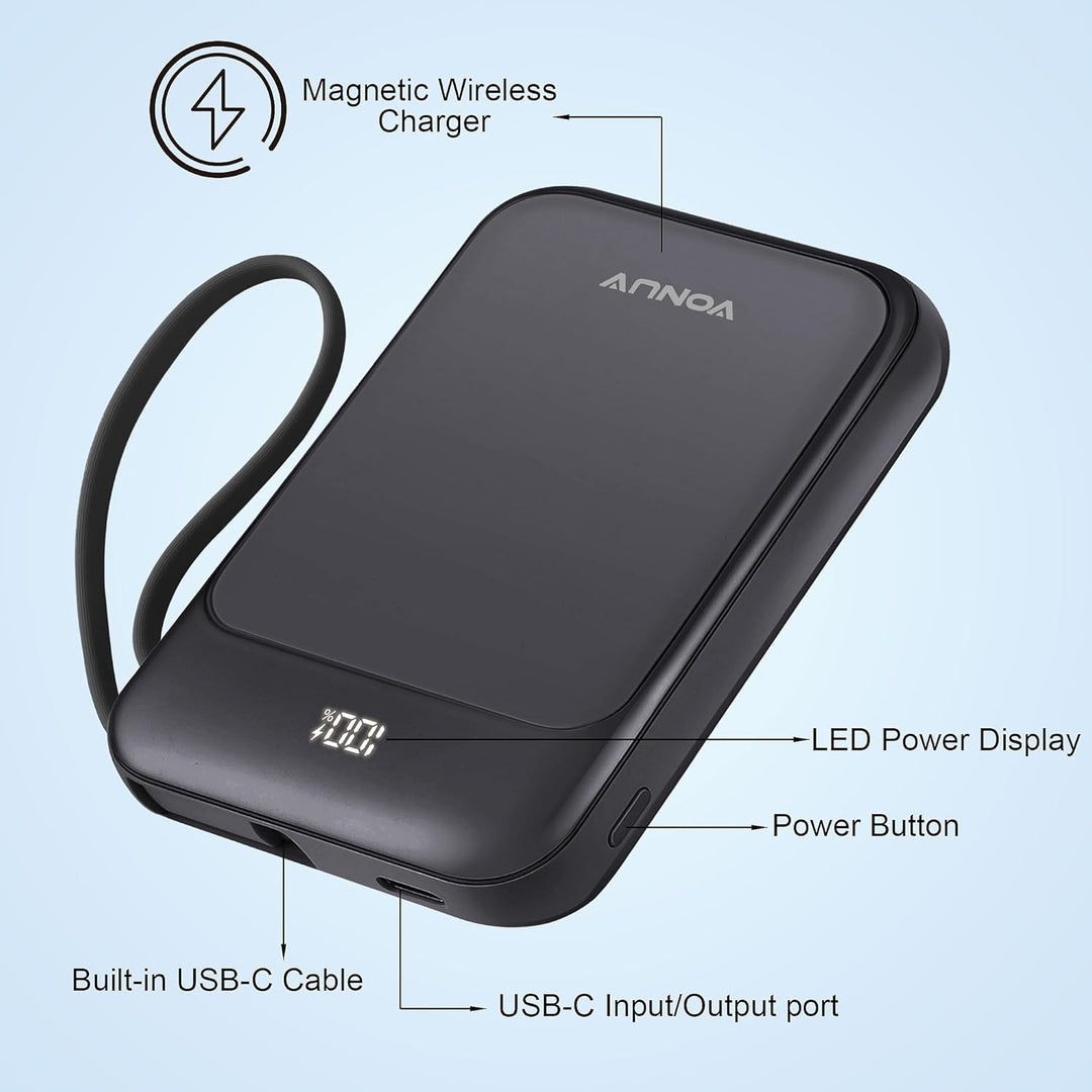 VONUV Banco de Energía Magnético 10000mAh, Cargador Portátil Inalám...