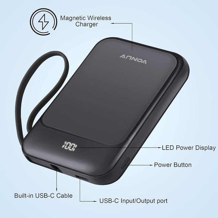 VONUV Banco de Energía Magnético 10000mAh, Cargador Portátil Inalám...