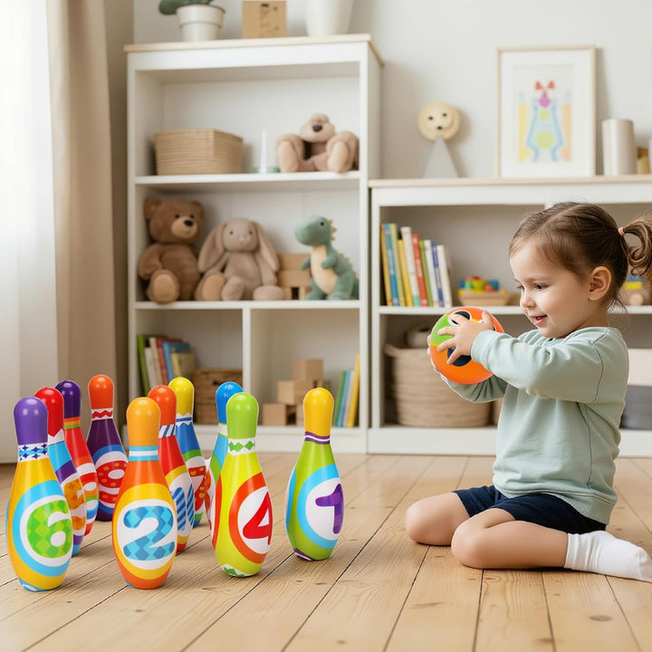 Juego de bolos para niños AugToy 2-5 años, juego de bolos de interi...