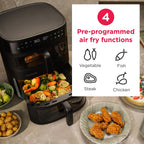 DualZone - Freidora de aire apilada 4 en 1, capacidad de 11.6 cuartos de galón, con sincronización de cocción y acabado de sincronización, 4 ajustes de freír de aire preprogramados, color negro