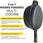 EDGING CASTING Olla de hierro fundido pre-curada de 2 en 1 con tapa de sartén, juego de olla holandesa de 10" y olla de 3 cuartos de galón para cocinar, hornear, freír y acampar