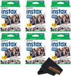 Fujifilm Instax Wide Instant Film Twin Pack con paño de microfibra Sunshine Photo, 6 Pack-120 Sheets