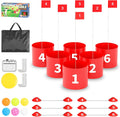 Juego de golf LED con 2 palos, juego de práctica de 6 agujeros para adultos y familia, juego de patio de batalla de plástico para interiores y exteriores con bolas, banderas, perfecto para