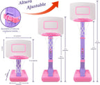 Conjunto de Aro de Baloncesto Rosa para Niños Interior, Mini Pelota de Baloncesto para Niñas