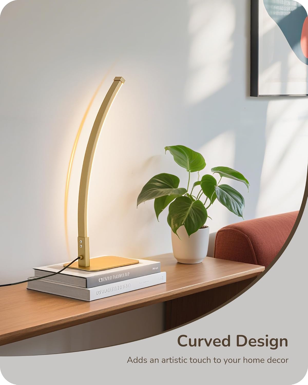 Lámpara EDISHINE Lámparas de mesa LED curvadas para sala de estar, lámpara de noche