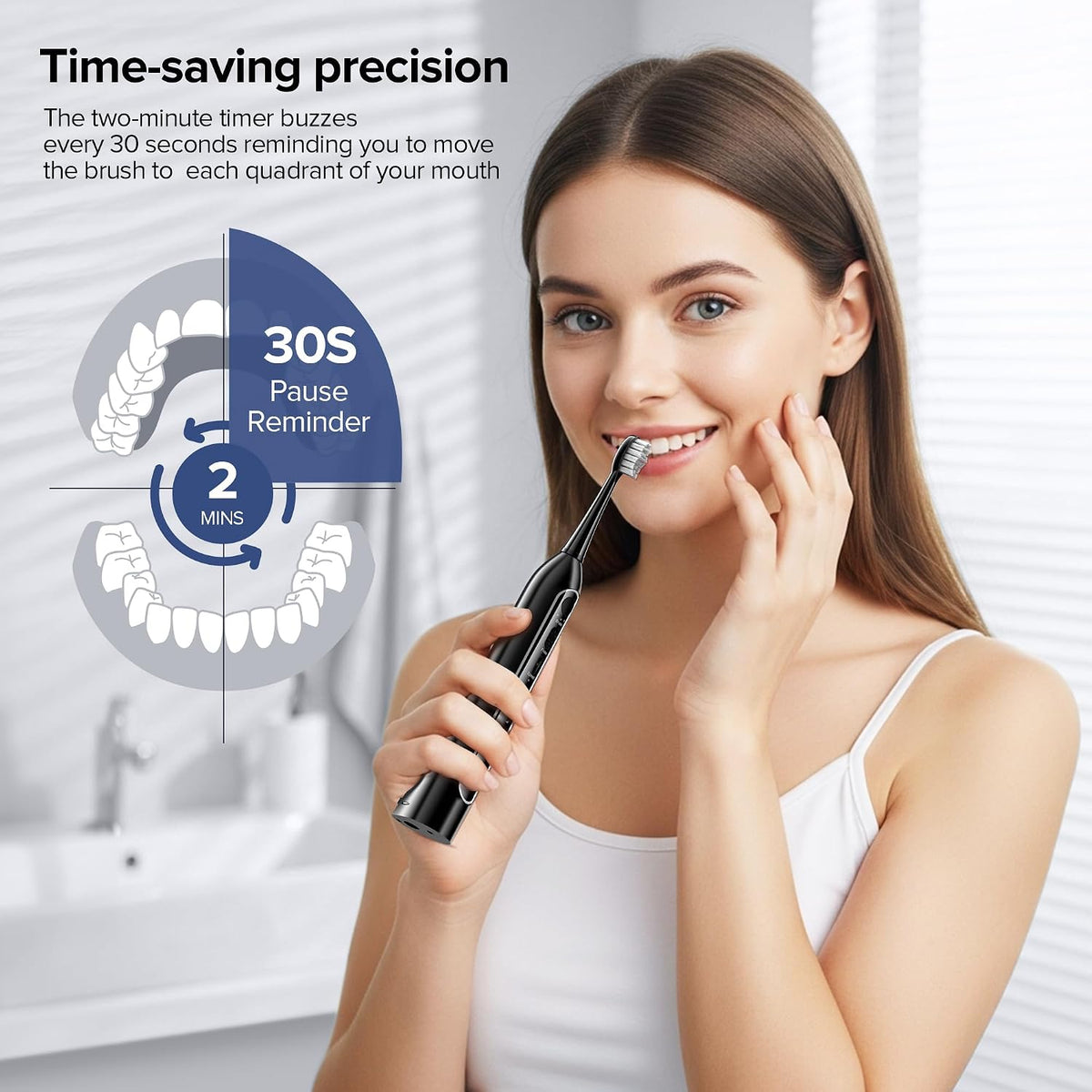 Cepillo de dientes eléctrico 2 en 1 con hilo dental combinado para