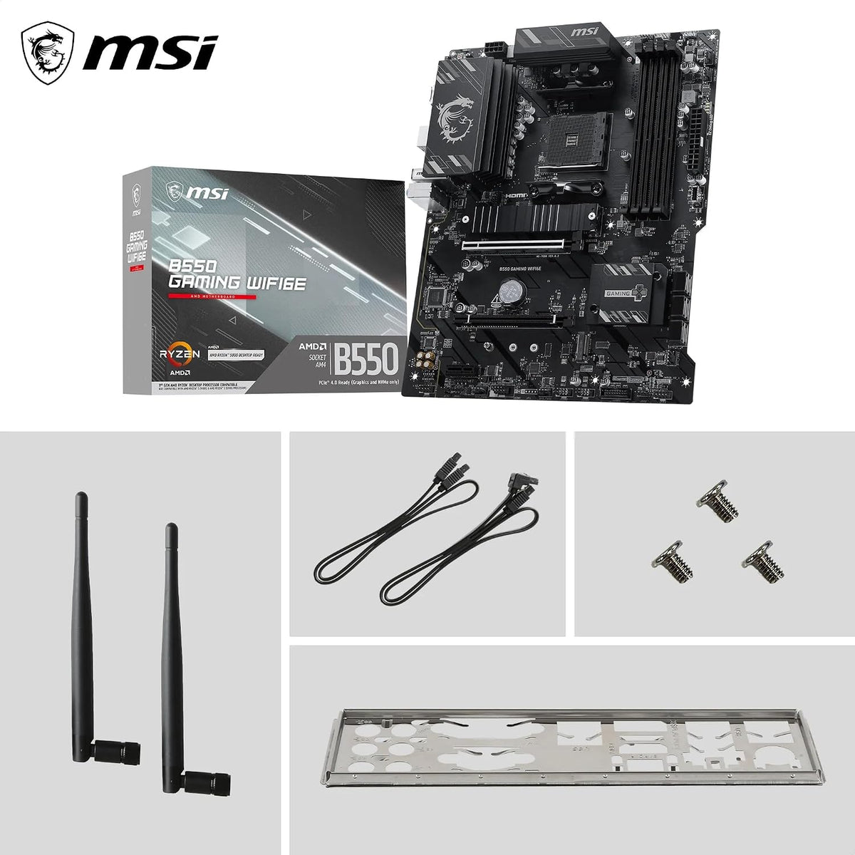 MSI B550 Gaming WIFI6E Motherboard, ATX - Compatible con AMD Ryzen...