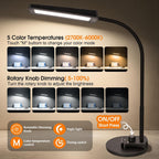 Lámpara Lámpara de escritorio LED, lámparas de escritorio de 12 W/2000 lm para oficina en casa, luz de escritorio de cuello de cisne brillante para trabajo, estudio y lectura, 5 modos regulables y lámpara de