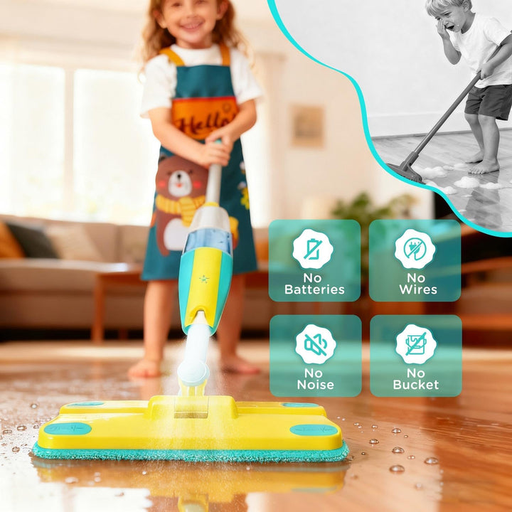 Trapeador con atomizador para niños, juegos de limpieza para niños...