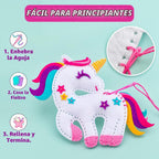 CRAFTSBEE Kids Sewing Kit Ages 7-12, Make 5 Large Unicorn Felt Plushies