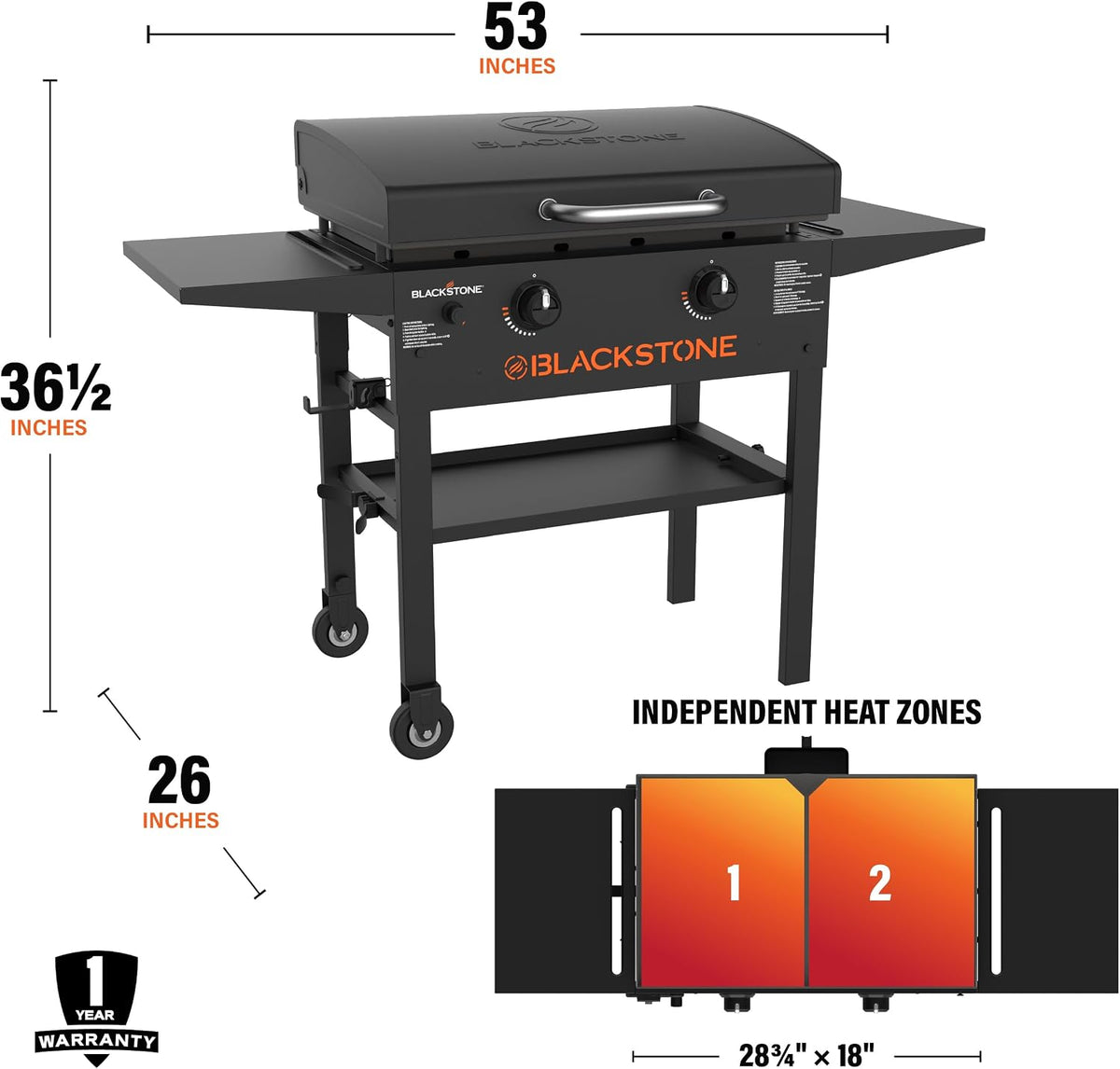 Blackstone® 2450AZ - Plancha omnívora de 28 pulgadas con capucha