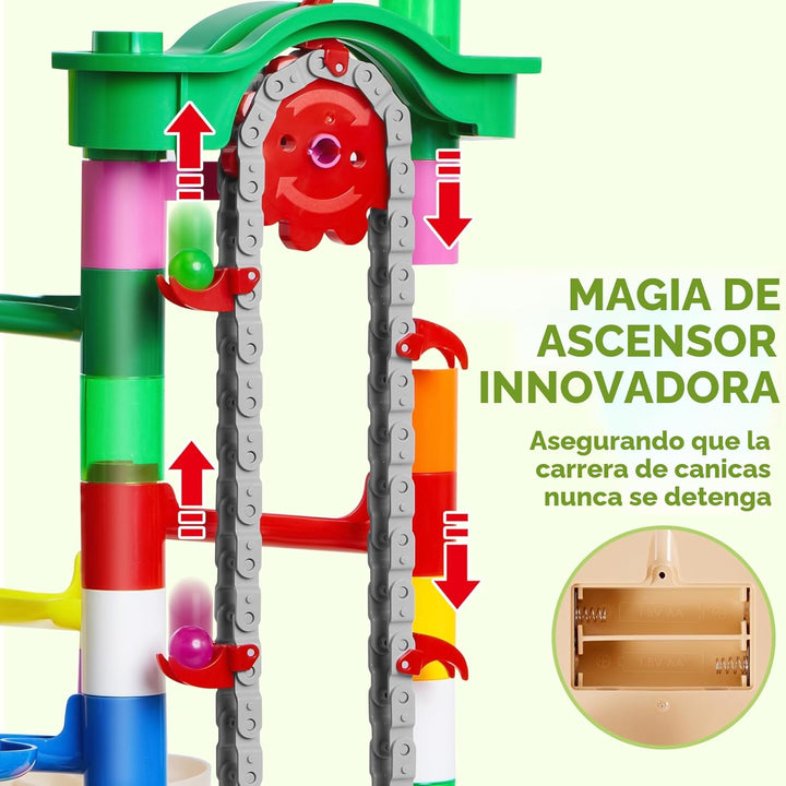 JOYIN 236 Piezas Pista de Canicas Brillante con Ascensor