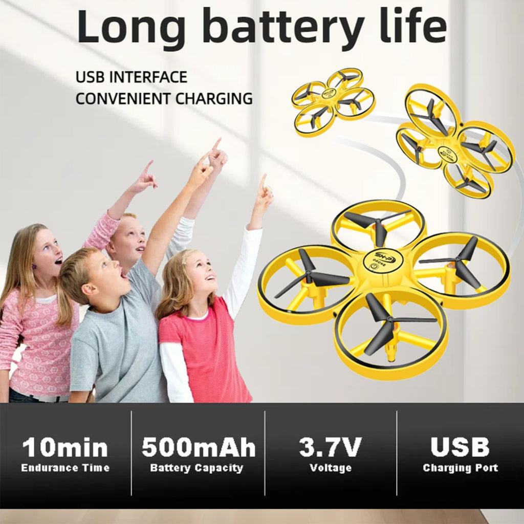 2025 Dron mejorado controlado a mano para niños, aeronave somatosensorial con control de reloj inteligente, aeronave de detección de gestos, control remoto LED genial, flips de 360°, cuadricóptero