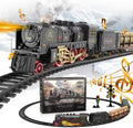 Juego de tren eléctrico para niños, juguete de tren con humo