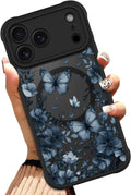 OOK Funda de teléfono floral con mariposas negras hecha para iPhone 18 Pro