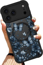 OOK Funda de teléfono floral con mariposas negras hecha para iPhone 18 Pro