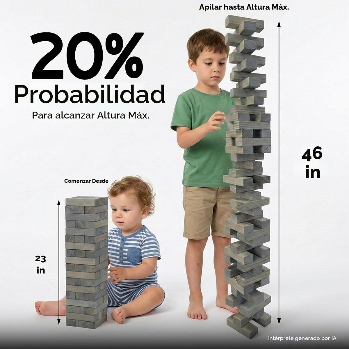 Outdoor Games - Torre grande de 54 bloques de madera, juego de apilamiento