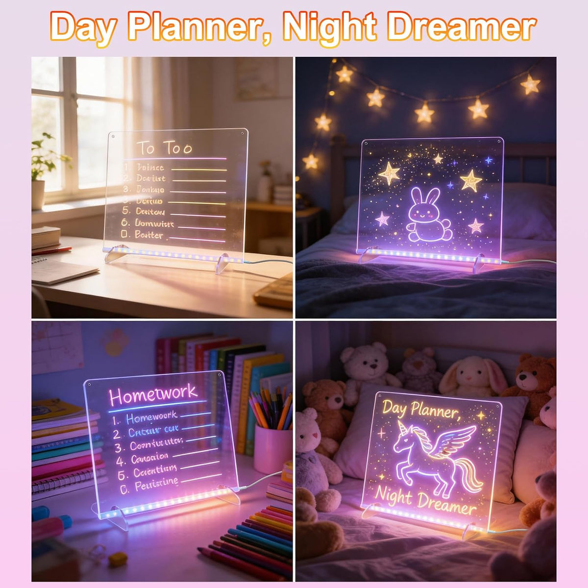 Tablero de dibujo LED con 8 colores, tableros de mensajes acrílicos de 11.8 x 7.8 pulgadas con 13 efectos de luz, tablero de garabatos brillantes, regalos para niños para Pascua, Halloween