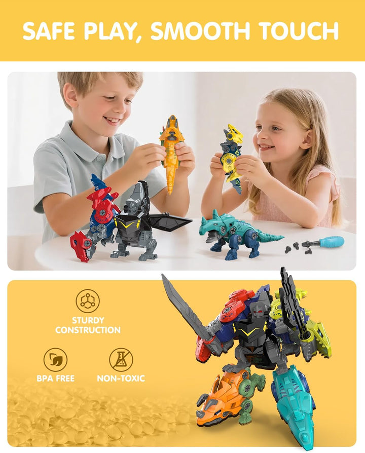 Humzo - Juguetes transformadores de dinosaurio 5 en 1 para
