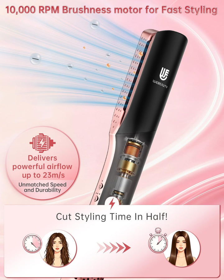Wet to Dry Hair Straightener & Dryer, 2-in-1 Air Styler Infrared Ca...