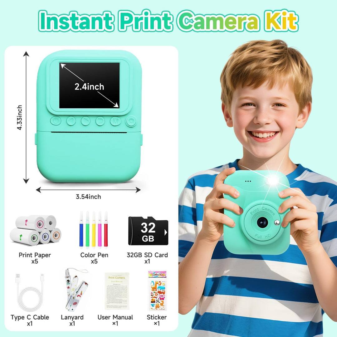 Cámara para niños con impresión instantánea para niños, juguetes de...