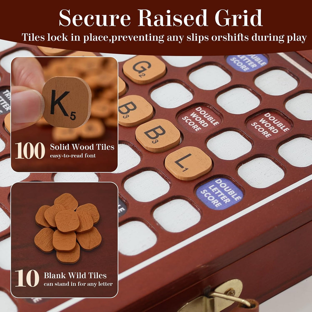 Madera maciza: juego de mesa de crucigramas de lujo con tablero giratorio