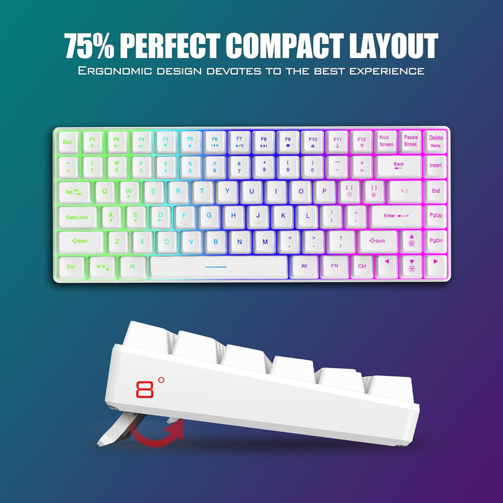 RedThunder K84 Combo de Teclado y Mouse Inalámbrico, Batería Recarg...