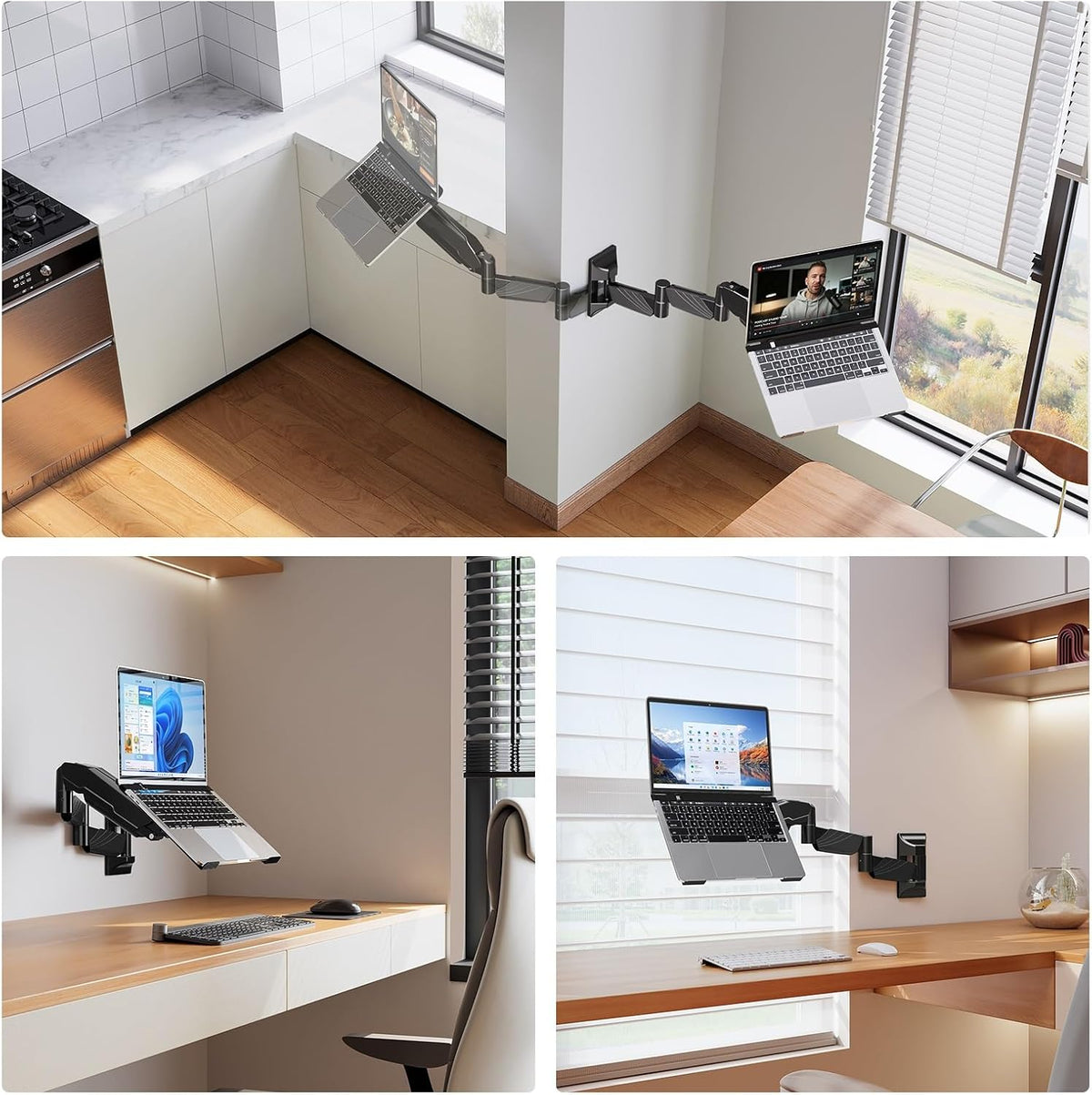 MOUNT PRO Soporte de pared largo para laptop, soporte de pared extendido