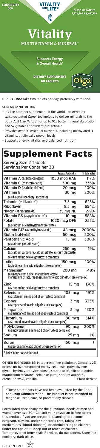 Melaleuca Suplemento multivitamínico y mineral de longevidad para h...