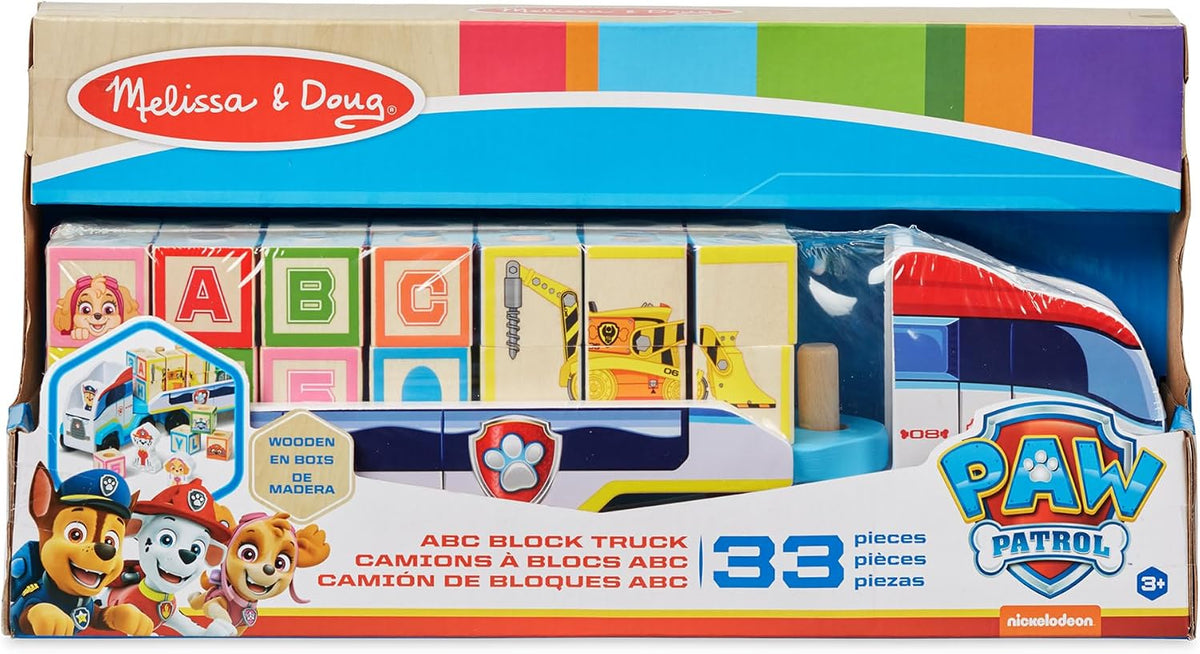 Melissa & Doug Camión de Bloques de Madera ABC de la Patrulla Canina (33 piezas)