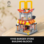 HIGH GODO City Street View - Juego de construcción de hamburguesas, modelo creativo MOC, juguetes de modelo creativo, decoración única para el hogar, ideas para regalo de cumpleaños (244 piezas)