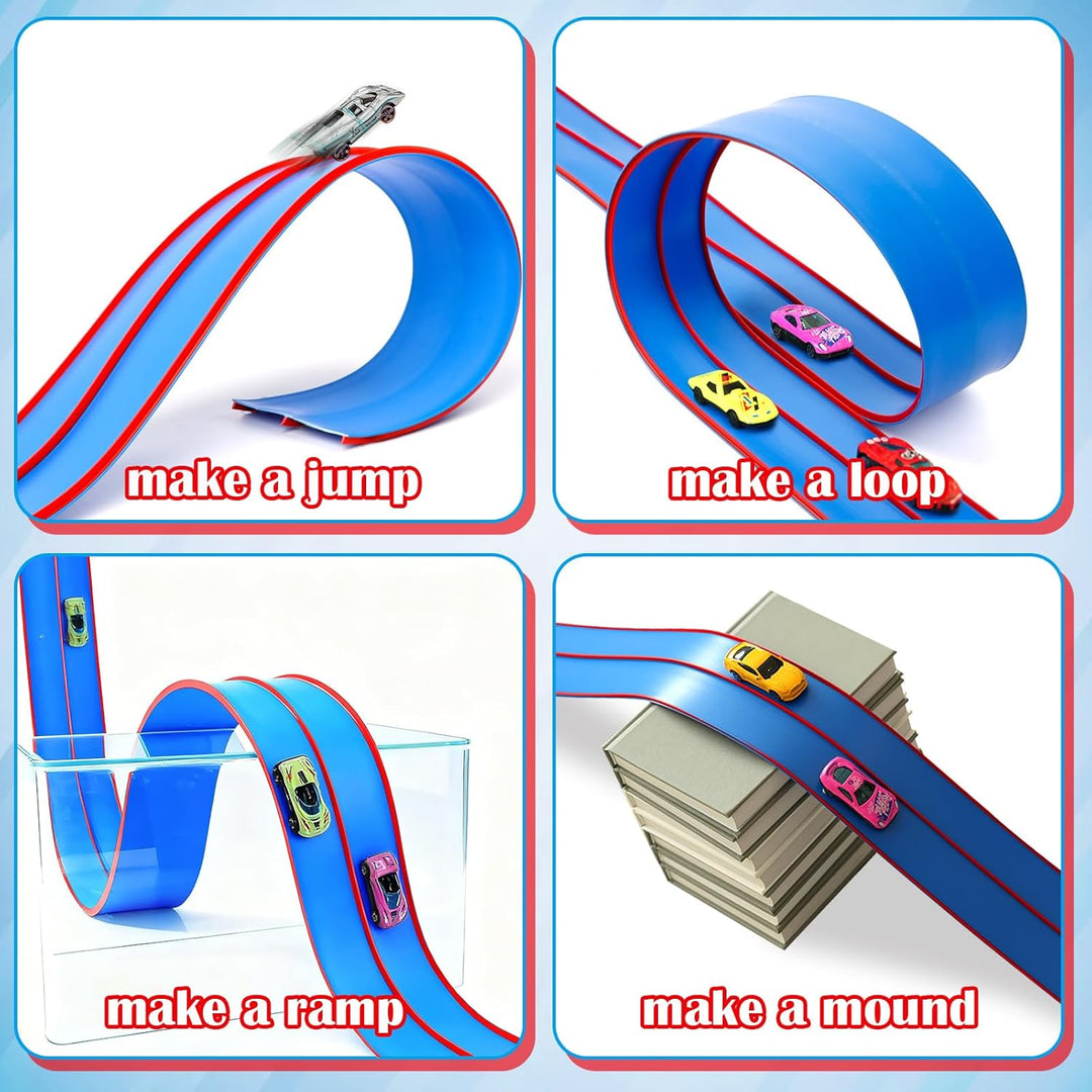 Flexible Race Track Toys for Kids, 15 Ft Flex Tracks Starter Set wi...