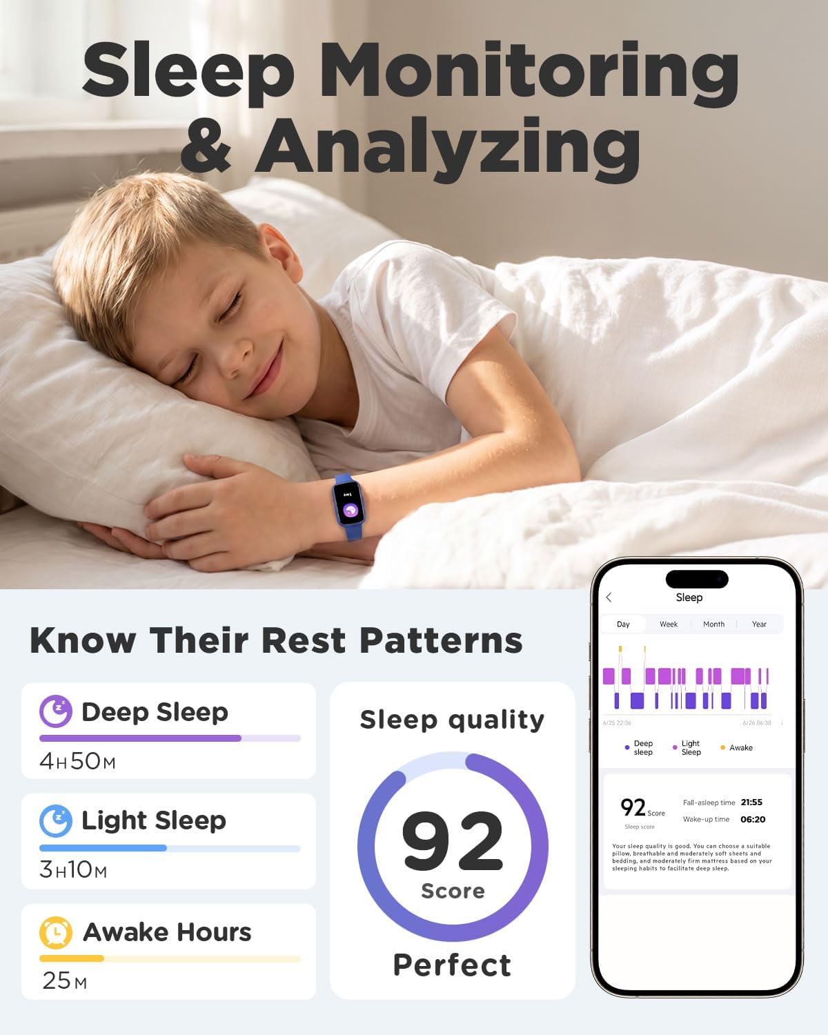 BIGGERFIVE Vigor Plus - Reloj de fitness para niños, reloj inteligente 1.47
