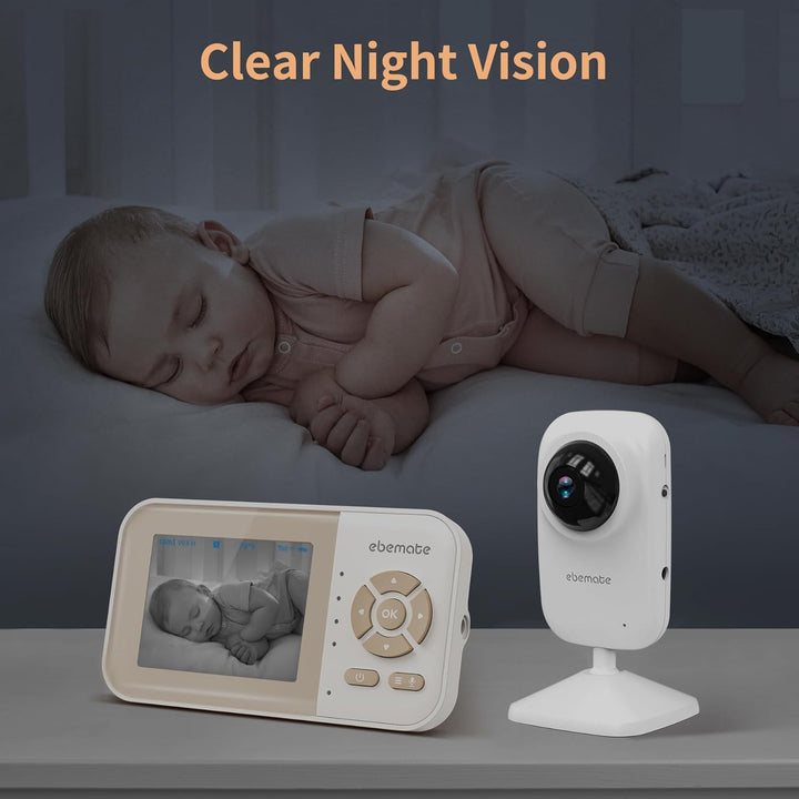 ebemate Cámara de monitor de bebé con 2 cámaras pantalla