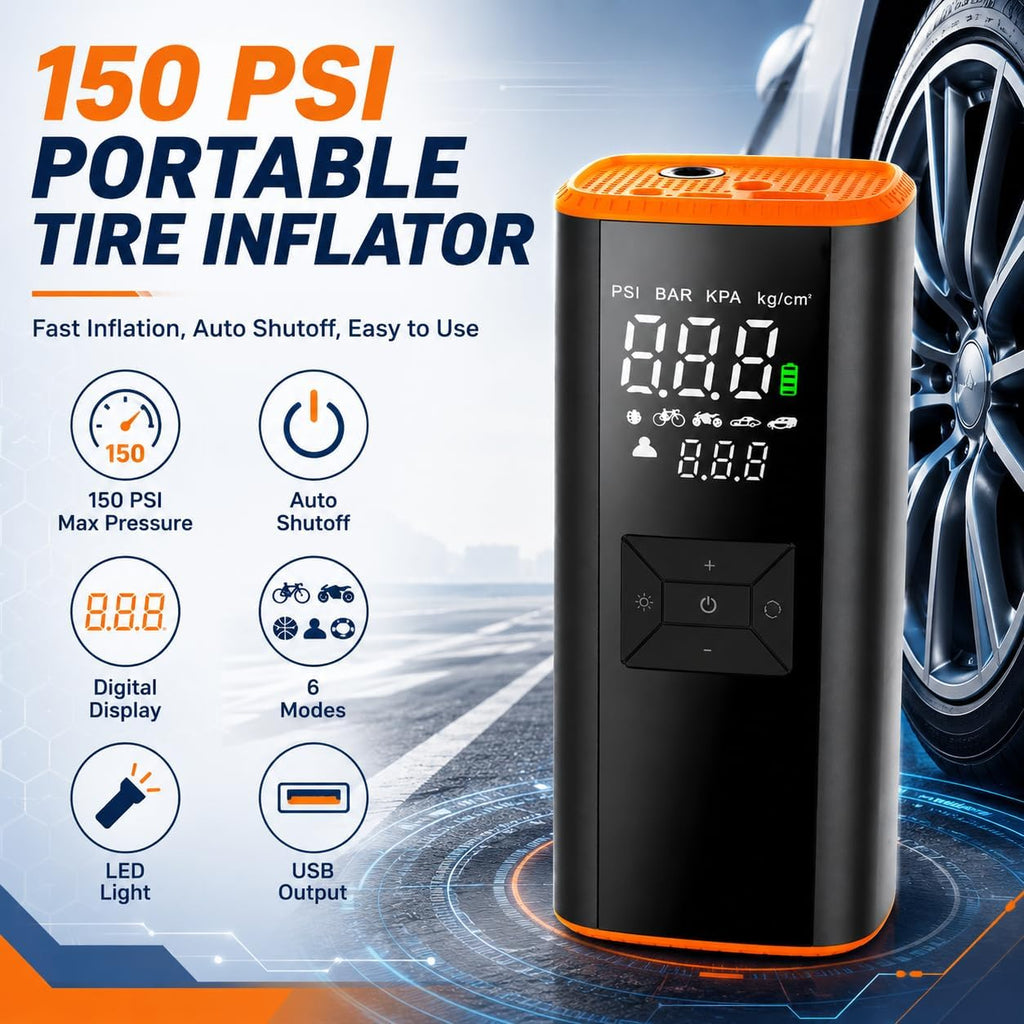 Inflador portátil del neumático del compresor de aire 150 PSI 12000mAh