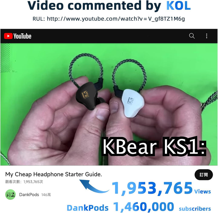 KBEAR - Auriculares KS1 con monitor de oído, auriculares con cable...