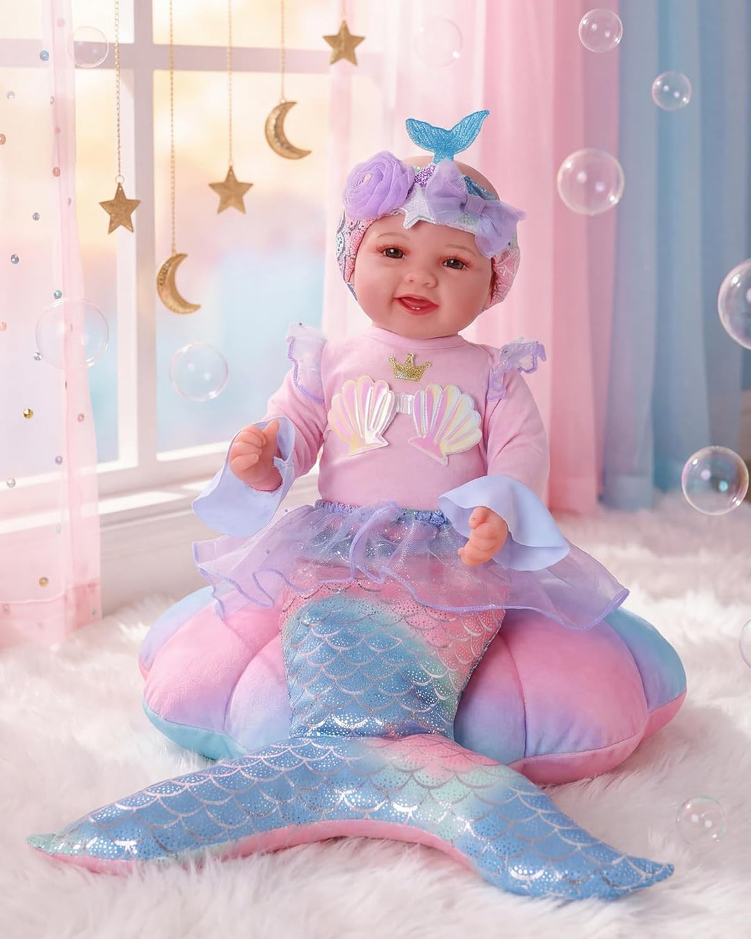 BABESIDE Muñeca de sirena para niñas, muñecas de bebé realistas de...