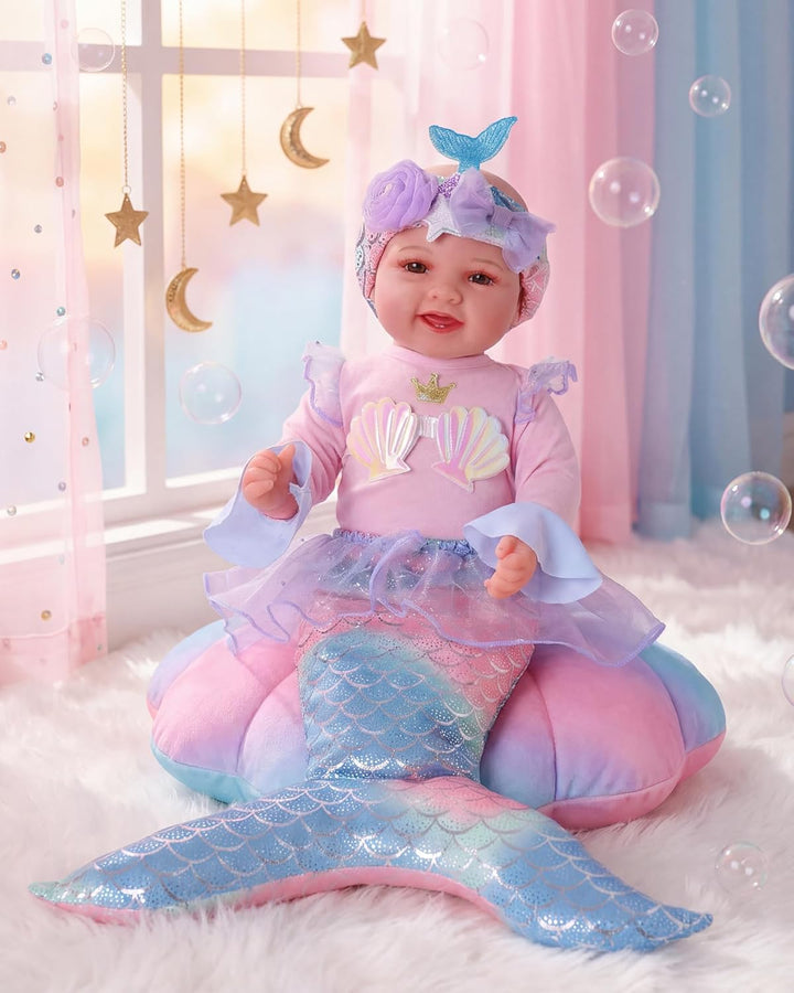 BABESIDE Muñeca de sirena para niñas, muñecas de bebé realistas de...