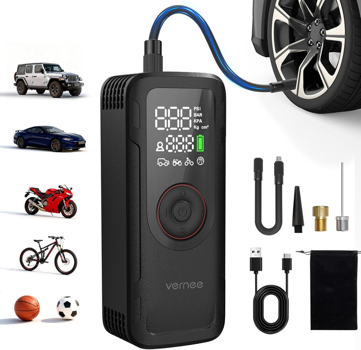 Vernee VP10PRO - Inflador de neumáticos, compresor de aire portátil...