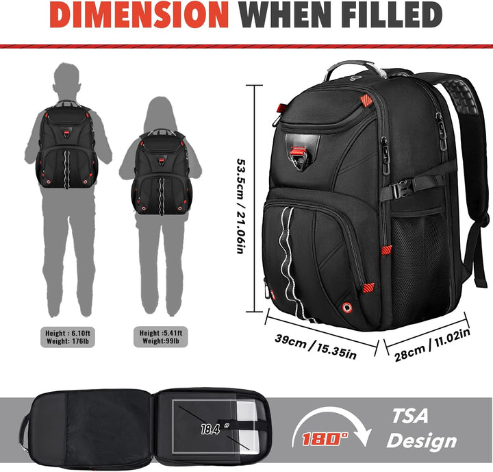 Mochila de viaje extra grande de larga duración para hombres y muje...