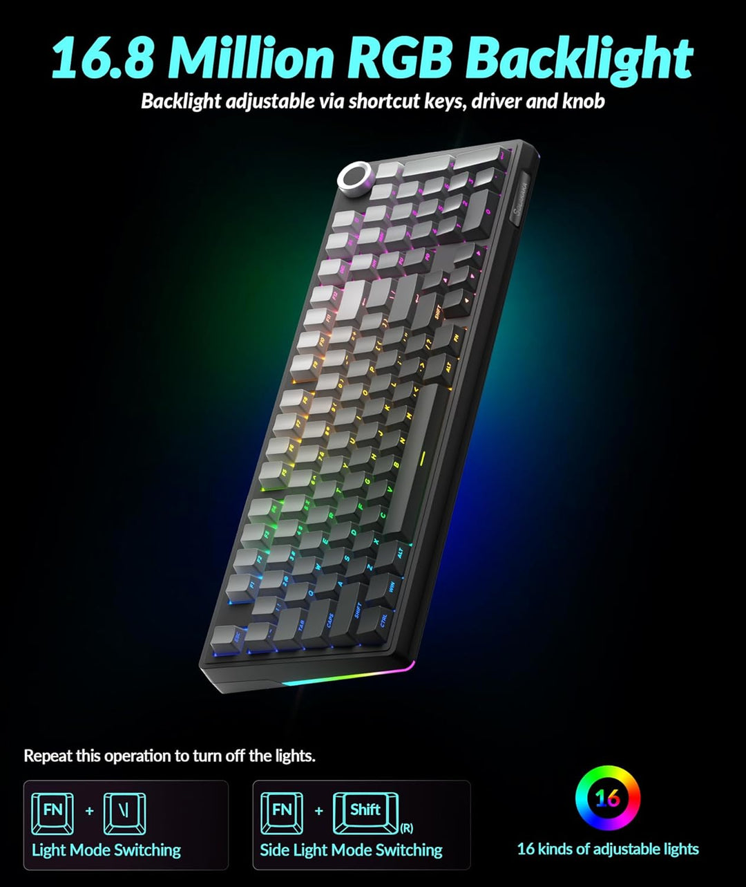 SOLAKAKA KI99 Pro Teclado mecánico inalámbrico 96% teclado RGB para...