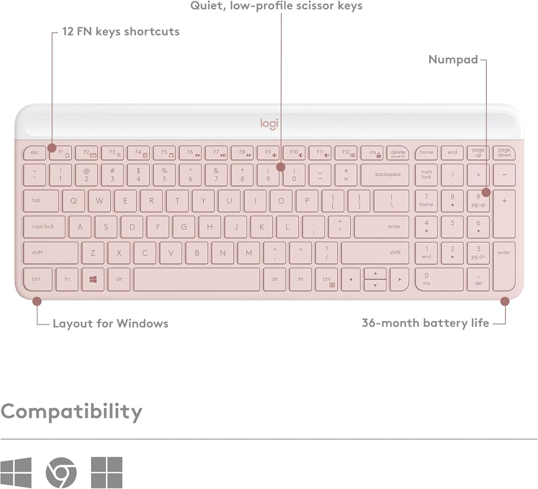 Logitech MK470 - Combo de teclado y mouse inalámbricos delgados, di...