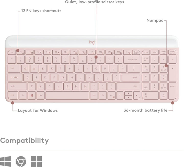 Logitech MK470 - Combo de teclado y mouse inalámbricos delgados, di...